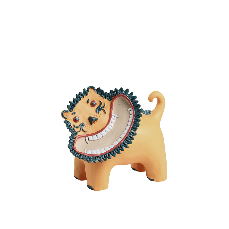 热销新中式彩色卡通喜庆狮子寓意桌面摆件民宿客厅书房办公室软装