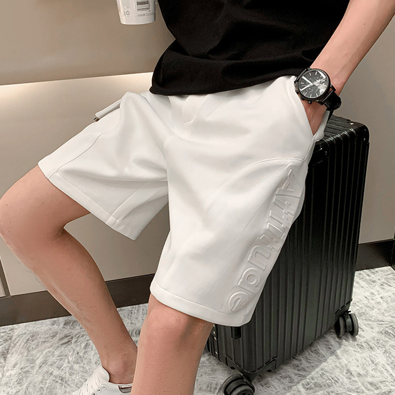 休闲短裤男夏季潮牌字母印花韩版潮流五分裤宽松运动直筒百搭裤子