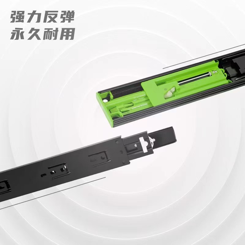 百隆滑轨阻尼缓冲轨道滑轨橱柜导轨抽屉轨道加厚静音反弹三节轨道