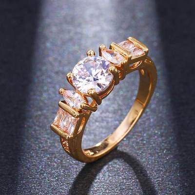 速发Fashion personality round zircon ring female temperament