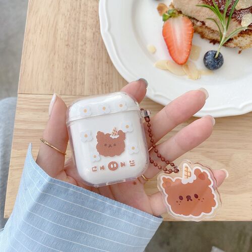 For AirPod 1 2 Case Cat Dog Transparent Clear Cute Cartoon