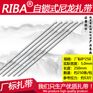 费 厂标塑料白色整理线缆尼龙扎带8x250宽5mm长250mm约250条非标 免邮