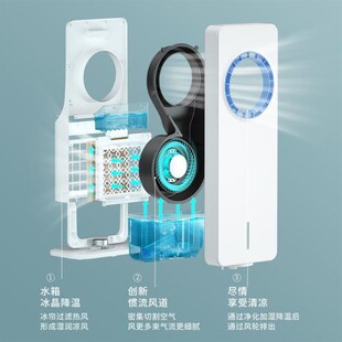 冷风机家用空调扇制冷水风u扇小型宿舍加湿风加冰旋转降温神器无