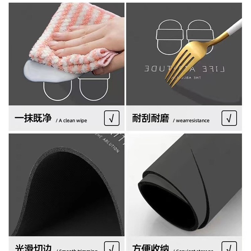 免洗硅藻泥家用门口入户浴室吸水地垫厨房卫生间橡胶防滑大号脚垫