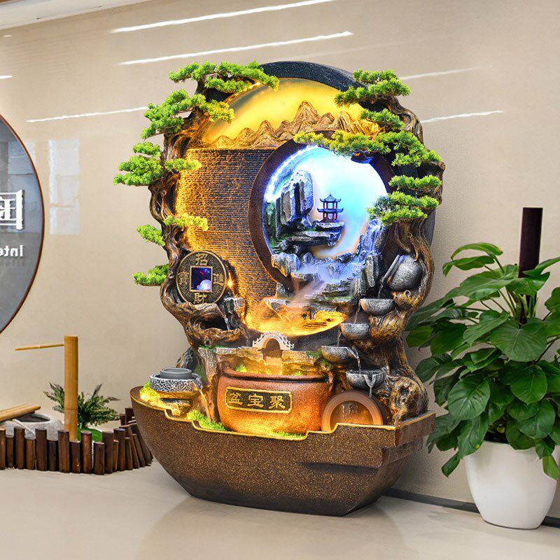 公司招财聚宝盆水幕墙屏风庭院假山流水落地造景摆件循环水景喷泉,家居饰品,落地摆件,淘宝优惠券,粉丝福利购,淘宝优惠卷