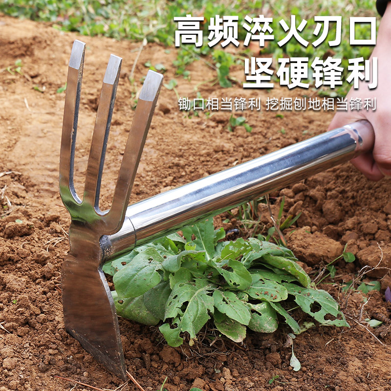 不锈钢小锄头家用种菜园艺种花工具小铲子铁锹两用户外挖笋土神器图片