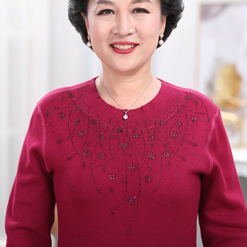 中老年大码女士保暖内衣套装加厚加绒护膝大红色本命年奶奶胖妈妈