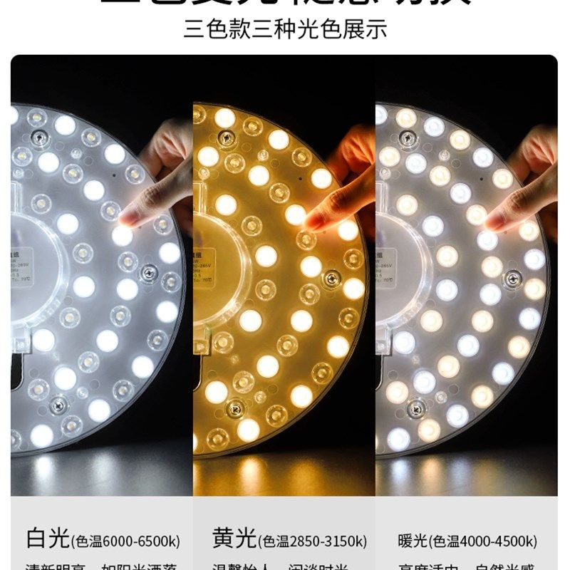 吸顶灯LED灯芯家用阳台吸顶灯替换圆形改装灯盘客厅灯长条形灯条图片