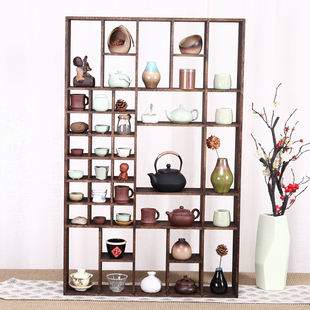 中式博古架实木多宝阁茶叶架茶壶架玄关隔断茶杯架茶具置物展示架