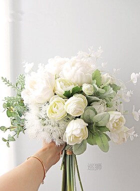 16-Fork Artificial Flowers Eucalyptus Grass Eucaly Green Pla