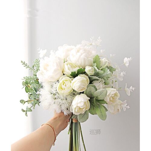 16-Fork Artificial Flowers Eucalyptus Grass Eucaly Green Pla