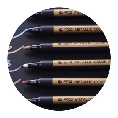 现货10pcs Metajllic Markers Paints Pens Art Permanent Writin
