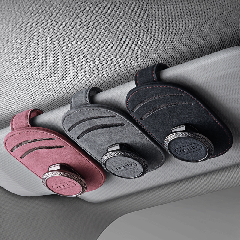 车载眼镜夹车内眼镜架车用遮阳板收纳G多功能翻毛皮卡片眼睛墨镜