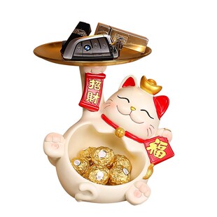 招财猫放糖果托盘前台接待店铺吧台高档轻奢水果盘摆X件零时收纳