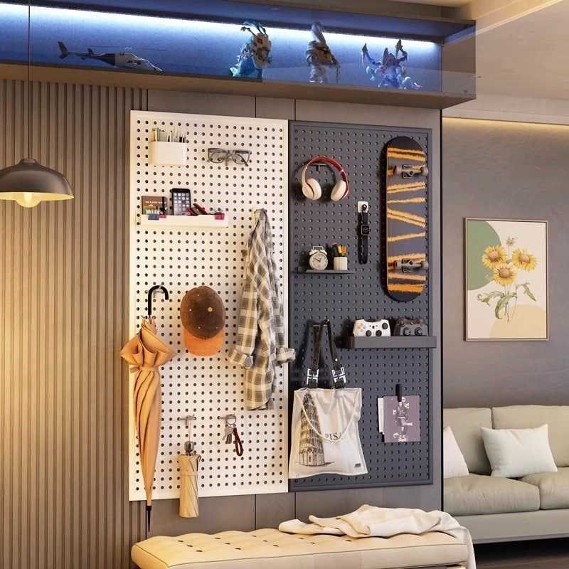 新款洞洞板门后置物架架玄关墙面家居贴墙收纳板挂墙展示架卧室,收纳整理,收纳洞洞板,淘宝优惠券,粉丝福利购,淘宝优惠卷