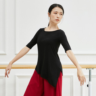 现代舞练功服宽松女成人古典舞民族形体艺考演出舞蹈服上衣春夏季