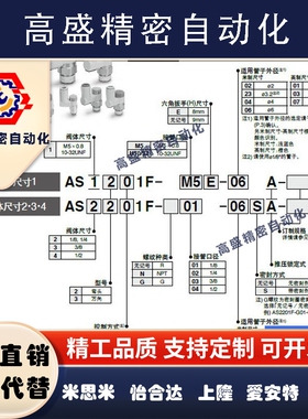 SMC气动AS1201F/2201F/3201/1211F/2211/3211F调节调速节流阀接头