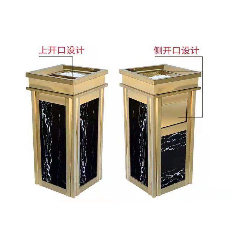 仿大理石垃圾桶电梯口走廊烟灰桶不锈钢酒店果皮桶金微晶石垃圾箱
