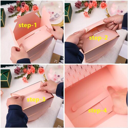 10pcs Gift Boxes Cake Paper Hand Ribbon Baking Box Package L