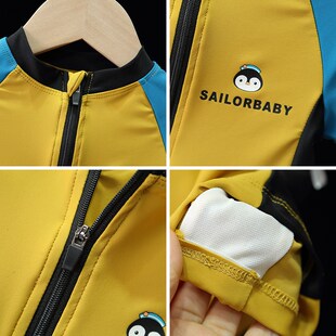 儿童泳衣男童连体2024新款中小童宝宝防晒速干泳装男孩泳裤套装