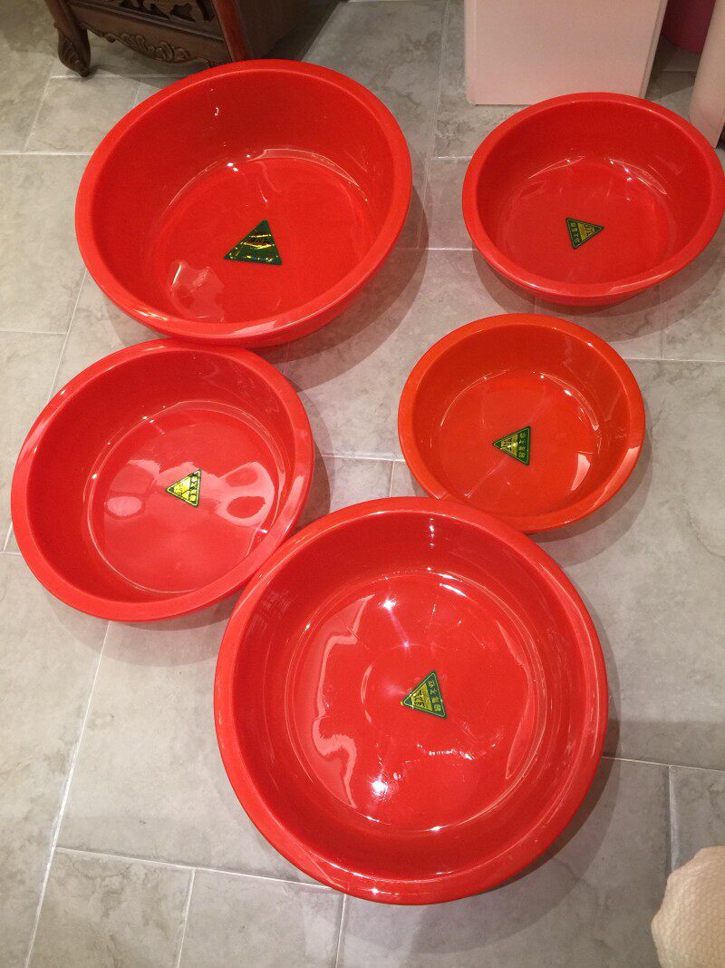 加厚大红盆  家用洗衣盆加大洗菜盆圆盆结婚圆盆塑料盆大盆洗澡盆