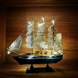 推荐desk Decoration home wooden Sailboat model boat decor de