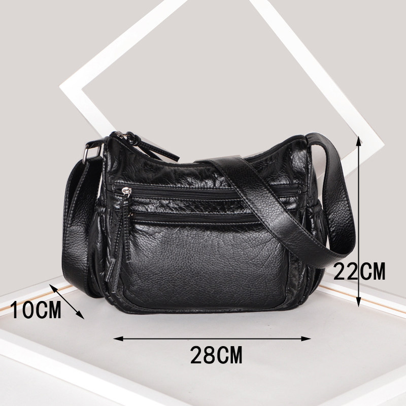 包包女2021新款水洗软皮宽肩带斜挎包中老年单肩包妈妈大容量女包