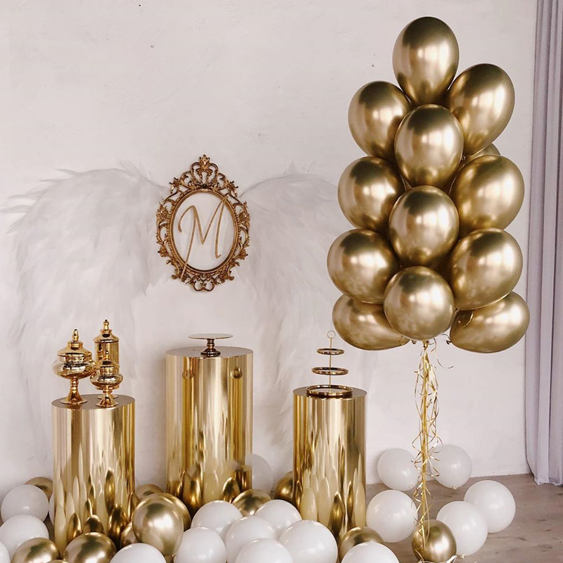 速发12pcs 5/10/12inch Metal Latex Balloons Chrome Glossy Met