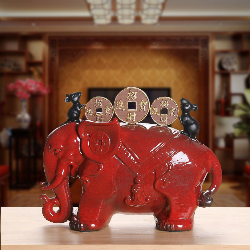曾国清陶瓷大象老鼠创意鼠摆件招财进宝客厅装Q饰工艺店铺开业礼