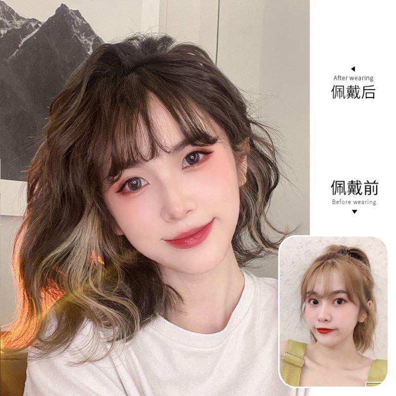 厂家假发羊毛卷短发造型夏仿真B发自然日常减龄圆脸假发全头套