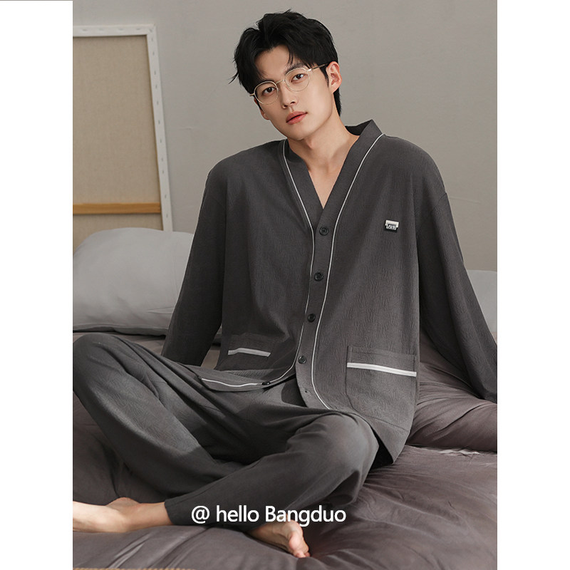 睡衣男士春秋长袖男款秋季薄款大码男式秋款高级感秋冬家居服