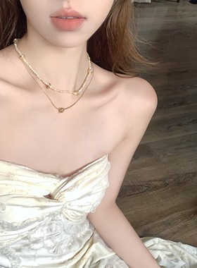 【蜜桃茶】烁玉鎏金新中式项链叠戴配裙子饰品女款轻奢小众锁骨链