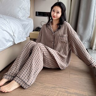 家居服全棉 春秋大码 睡衣女200斤胖mm纯棉加肥加大秋季 长袖 长裤