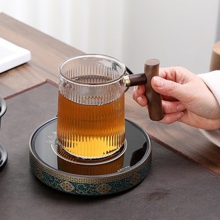 加热茶杯茶水分离玻璃杯带盖带过滤陶瓷内胆办公室泡茶杯恒温水杯