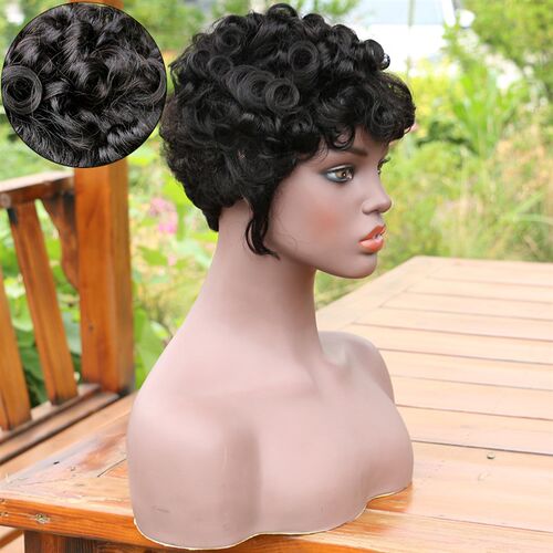 非洲热卖真人发全机制短发头套short human hair wigs工厂现货