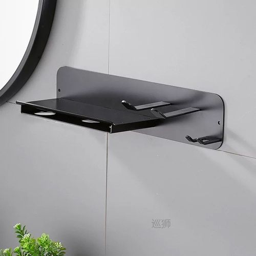 LIUYUE Hairdryer Shelf Black Aluminum Hairdryer Storage Rack