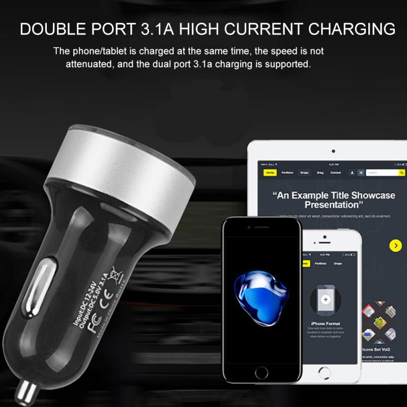 极速QC3.0+2.4A Dual USB Car Charger LCD Display 12-24V Cigar