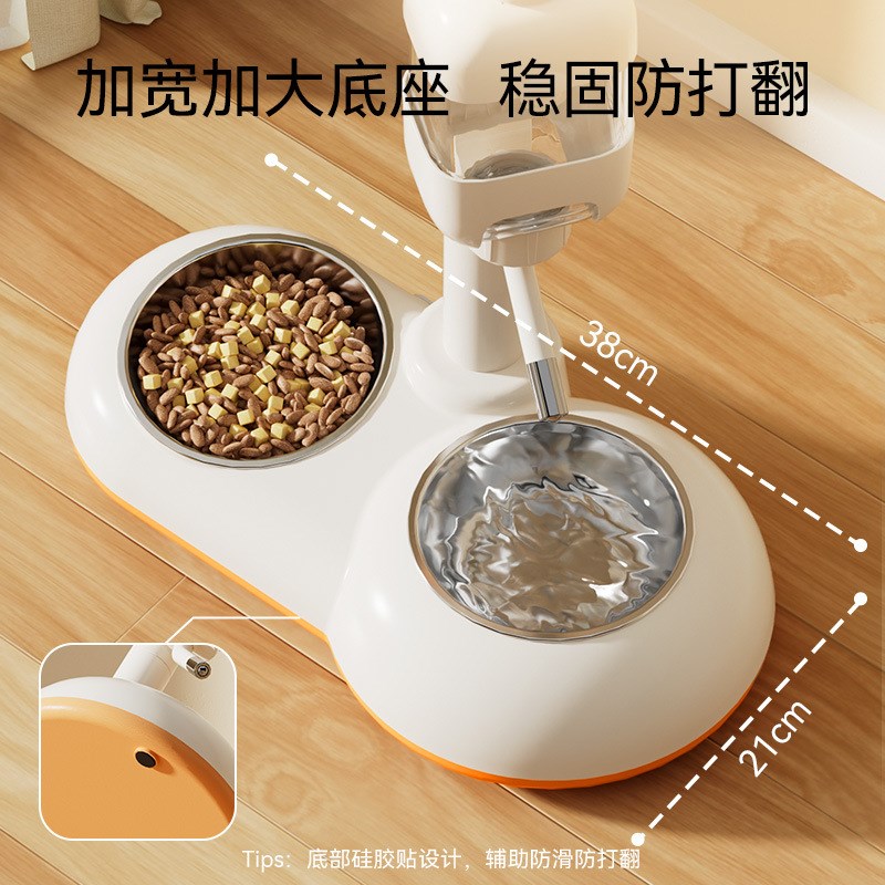 狗狗饮水喂食器双碗水粮一体防打翻喝水K不湿嘴水壶可挂笼子猫碗