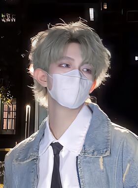 假发男生短发韩版帅气中分刘海奶奶灰男士假发套造型自然全头套式