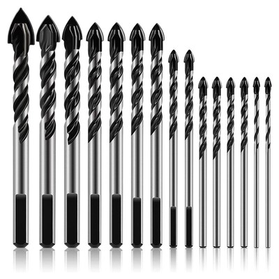 Hot 15Pcs Masonry Drill Bits Set 3-16mm for Glass Concrete M