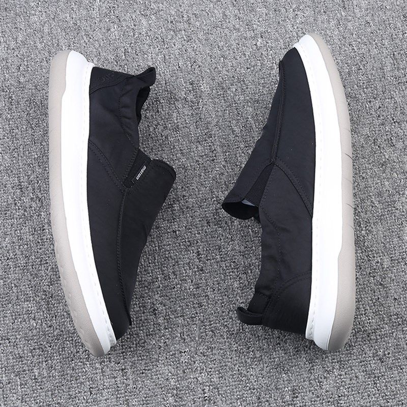 夏季黑色高端男士休闲帆布鞋简约百搭低帮一脚套轻便薄款透气布鞋,流行男鞋,布鞋,淘宝优惠券,粉丝福利购,淘宝优惠卷