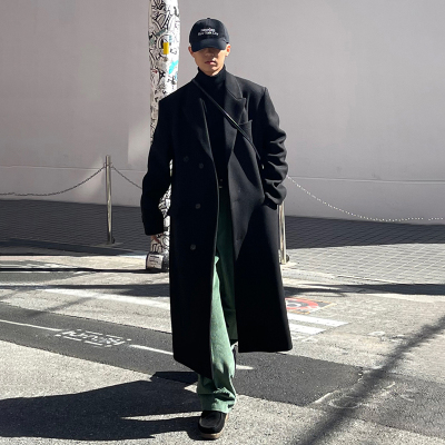 冬季毛呢大衣男长版过膝2022新款韩系高级感百搭宽松学生呢子外套