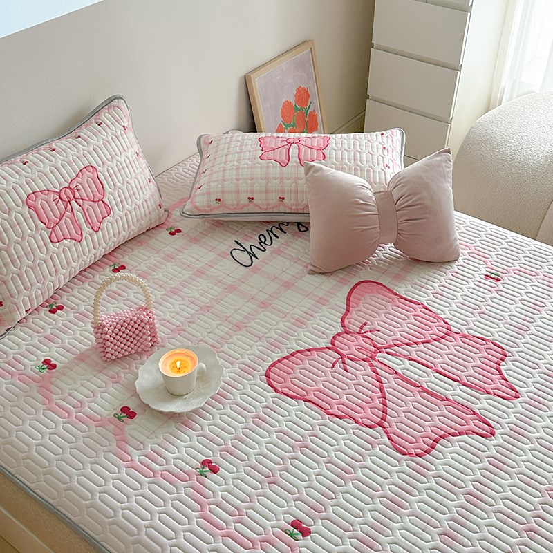 A类夏季冰丝乳胶凉席床单款三件套ins可机水洗单人床垫空调软席子