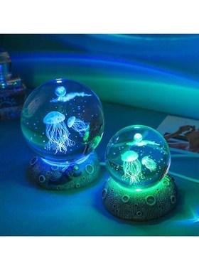 山东博山淄博琉璃水摆件水晶球特暗夜晚上睡觉用的小夜灯伴手礼