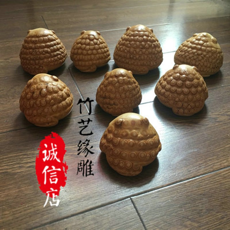 现货精品抛钉竹i根雕手把件满钉金蟾蟾蜍艺术品摆件手工雕刻艺收