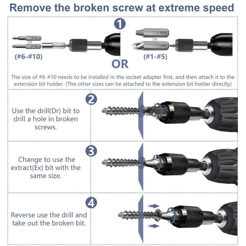 22/33Pcs Extractor Drill Bit Set Stripped Broken Screw Bolt
