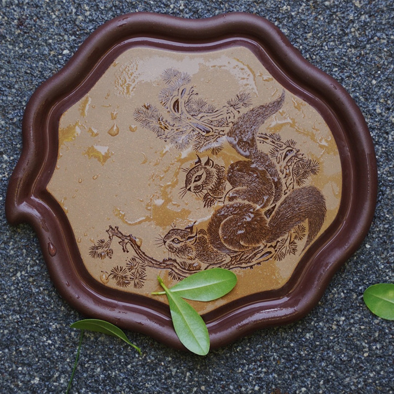 吴风堂 陶d刻伴手礼 送长辈/领导/老师礼品净心茶盘手工刻绘