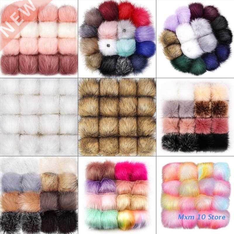 16 Pieces Multicolor Artificial Fur Pom Poms Balls DIY B