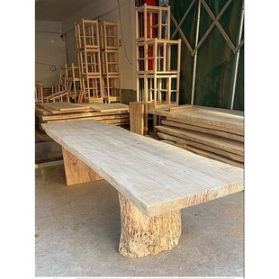 定 制实木板材整张原木大板松木茶桌餐桌台面整板茶台桌板办公长