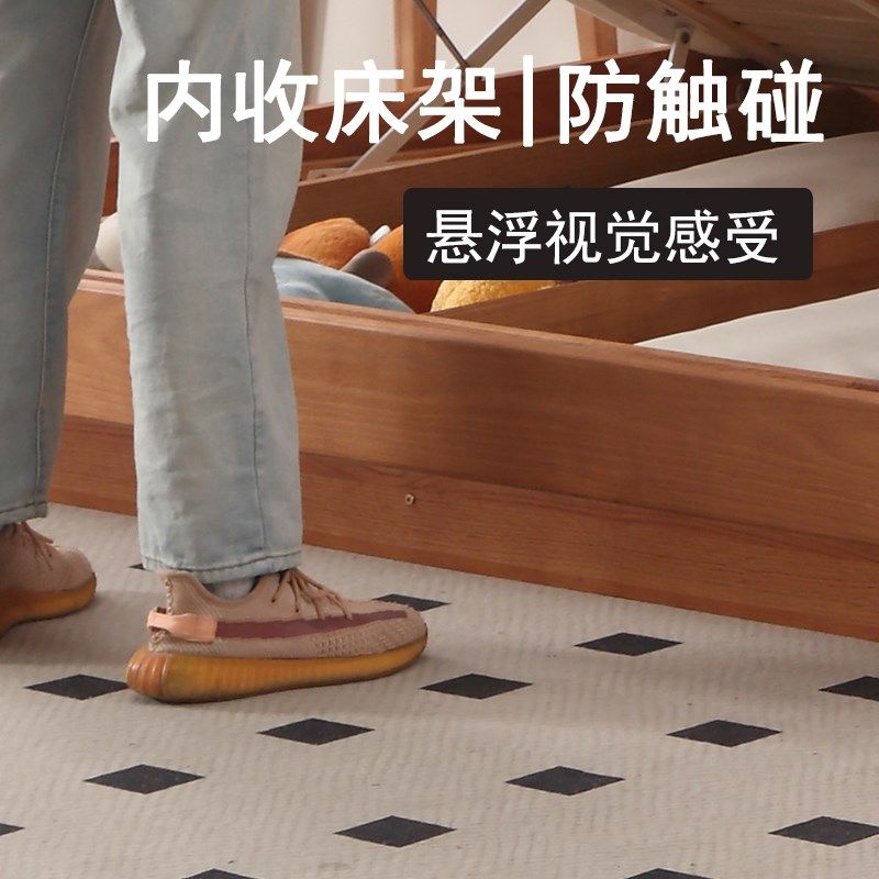 白蜡木实木床日式简约小户型无床头腿悬浮高箱储物收纳双人榻榻米,住宅家具,实木床,淘宝优惠券,粉丝福利购,淘宝优惠卷